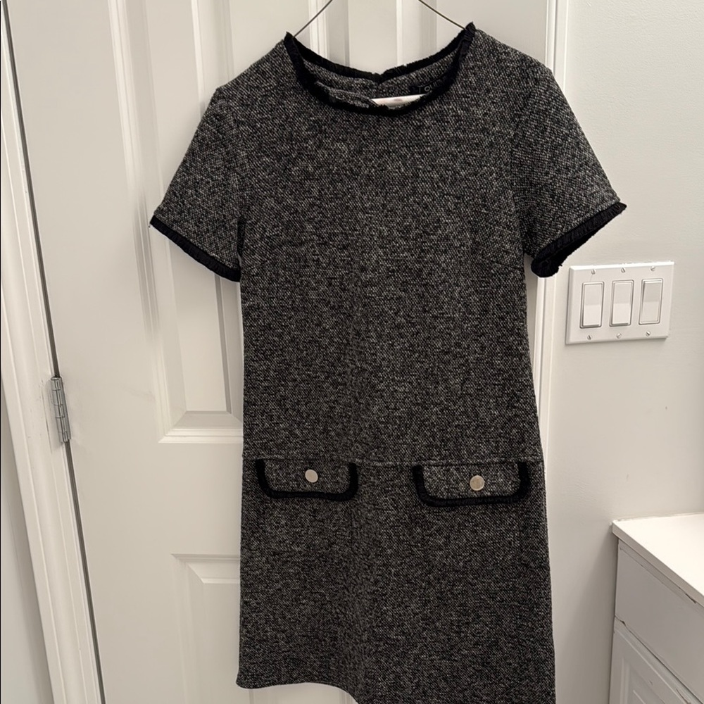 Gray Sheath Mini Dress tweed with pockets